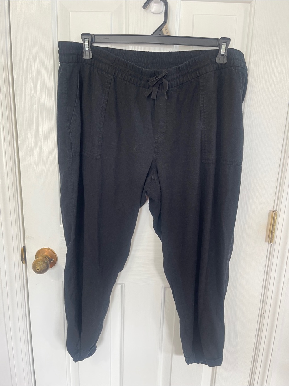 Old Navy Women Black XL Linen Pants Cropped Vacation Beach Lounge
